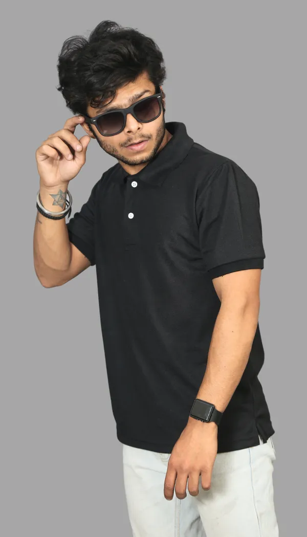 Black_Cotton_Blend_Polo_Regular_Fit_Solid_Western_Wear_Casual_T-Shirt
