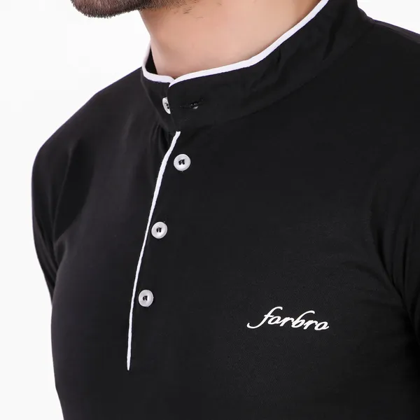 Black_Cotton_Blend_Regular_Fit_Solid_Western_Wear_Casual_T-Shirt