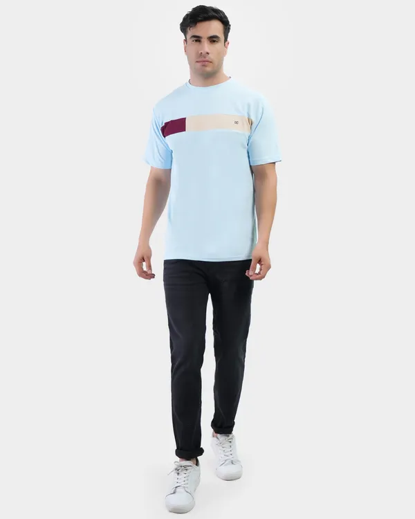 Sky_Blue_Cotton_Blend_Round_Neck_Regular_Fit_Solid_Western_Wear_Casual_T-Shirt