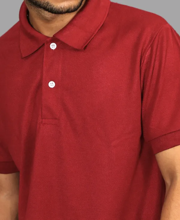 Maroon_Cotton_Blend_Polo_Regular_Fit_Solid_Western_Wear_Casual_T-Shirt