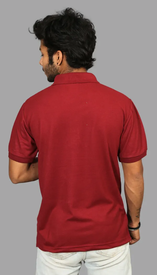 Maroon_Cotton_Blend_Polo_Regular_Fit_Solid_Western_Wear_Casual_T-Shirt