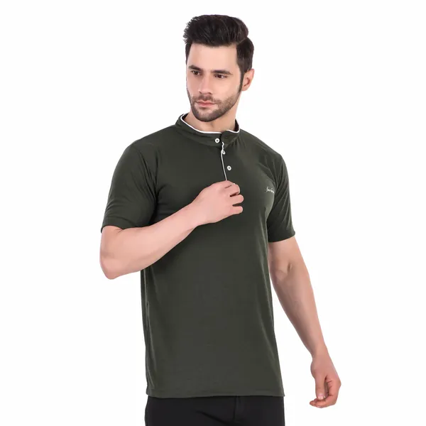 Olive_Green_Cotton_Blend_Regular_Fit_Solid_Western_Wear_Casual_T-Shirt
