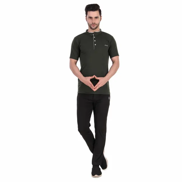 Olive_Green_Cotton_Blend_Regular_Fit_Solid_Western_Wear_Casual_T-Shirt