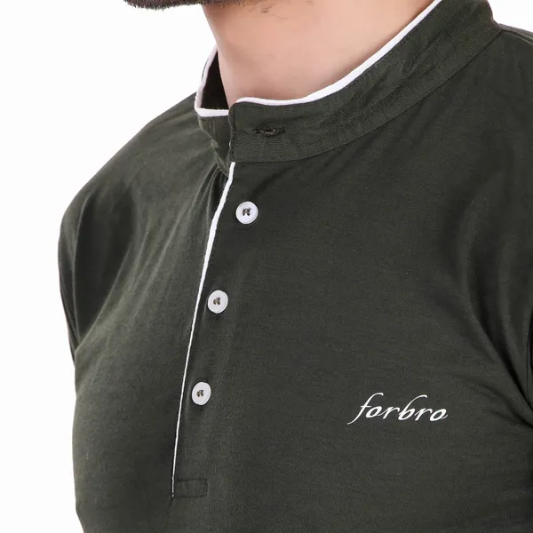 Olive_Green_Cotton_Blend_Regular_Fit_Solid_Western_Wear_Casual_T-Shirt