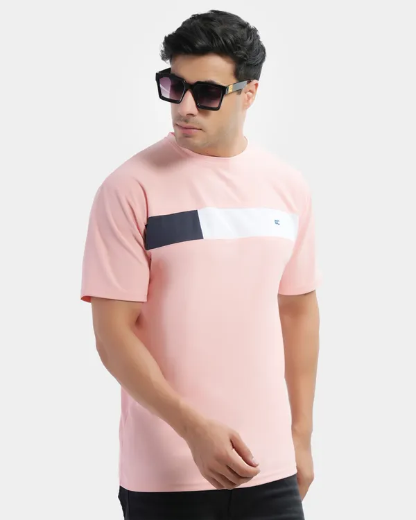 Pink_Cotton_Blend_Round_Neck_Regular_Fit_Solid_Western_Wear_Casual_T-Shirt