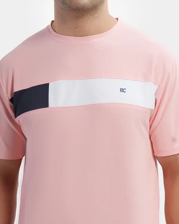 Pink_Cotton_Blend_Round_Neck_Regular_Fit_Solid_Western_Wear_Casual_T-Shirt
