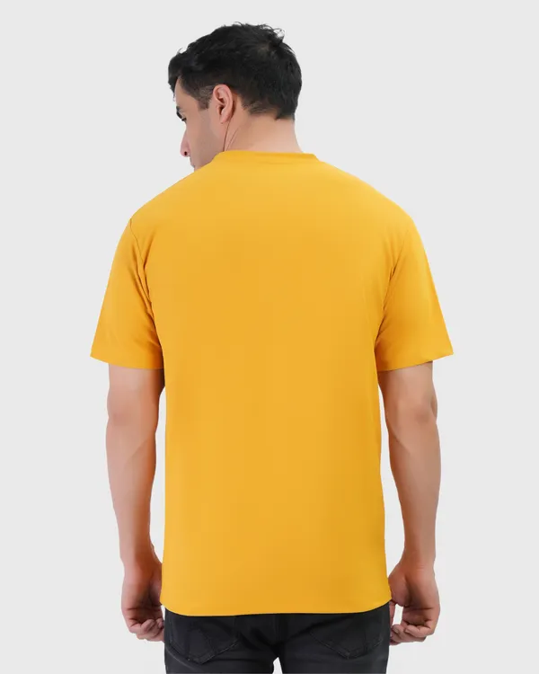 Mustard_Cotton_Blend_Round_Neck_Regular_Fit_Solid_Western_Wear_Casual_T-Shirt