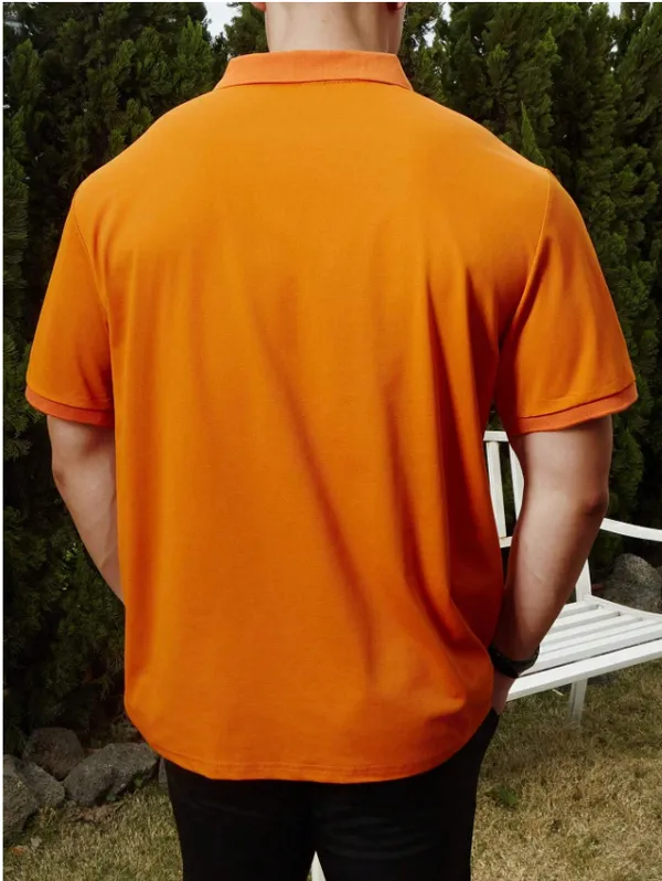 Orange_Cotton_Blend_Polo_Regular_Fit_Solid_Western_Wear_Casual_T-Shirt