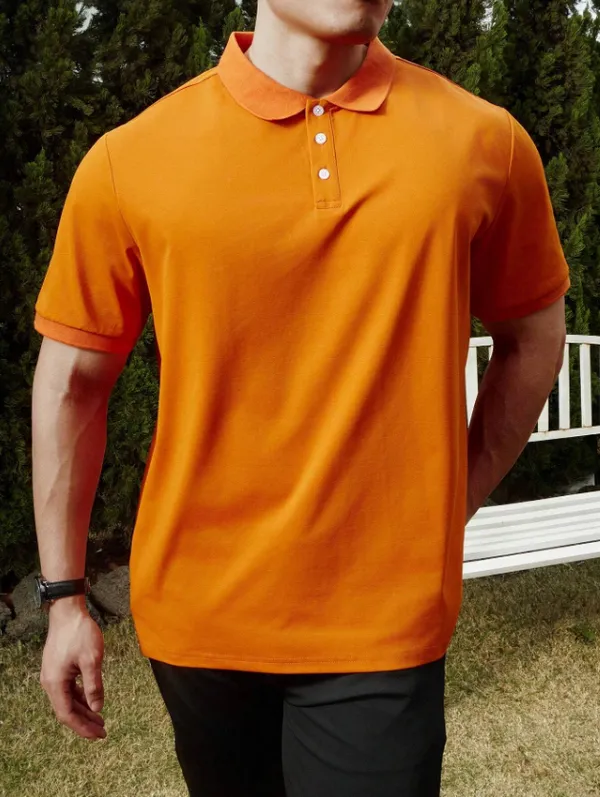 Orange_Cotton_Blend_Polo_Regular_Fit_Solid_Western_Wear_Casual_T-Shirt