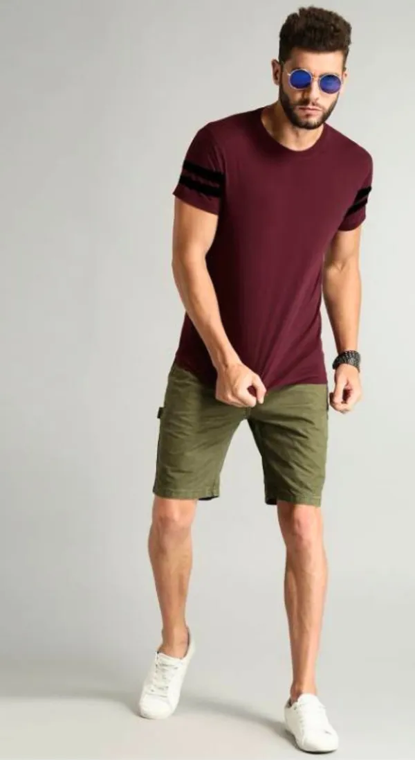 Maroon_Cotton_Blend_Round_Neck_Regular_Fit_Solid_Western_Wear_Casual_T-Shirt