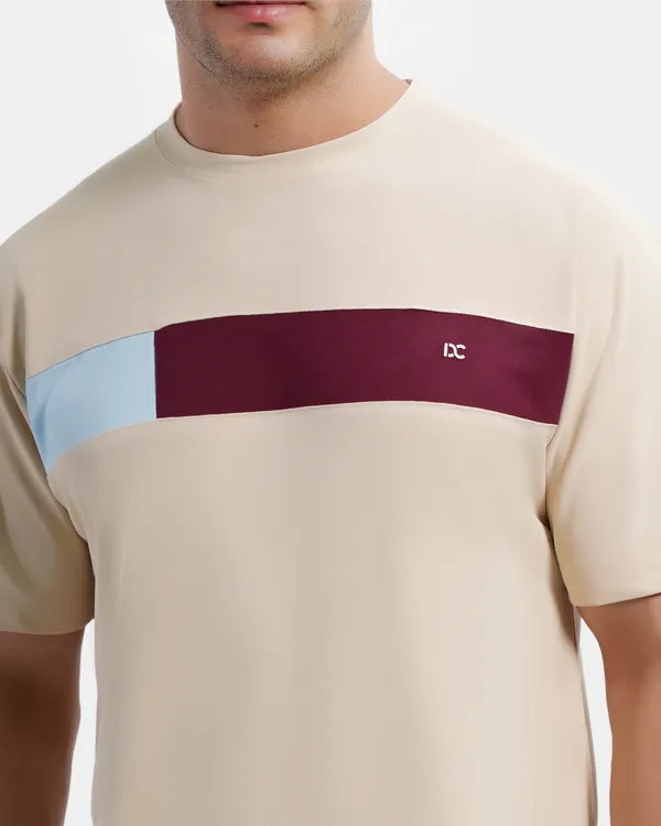 Camel_Cotton_Blend_Round_Neck_Regular_Fit_Solid_Western_Wear_Casual_T-Shirt