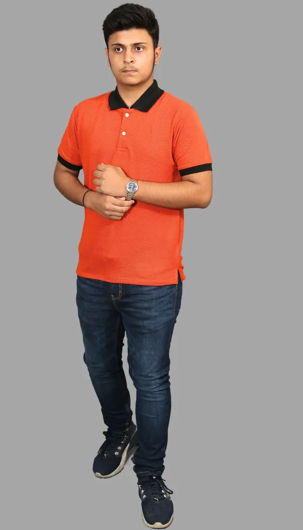 Orange_Cotton_Blend_Polo_Regular_Fit_Solid_Western_Wear_Casual_T-Shirt