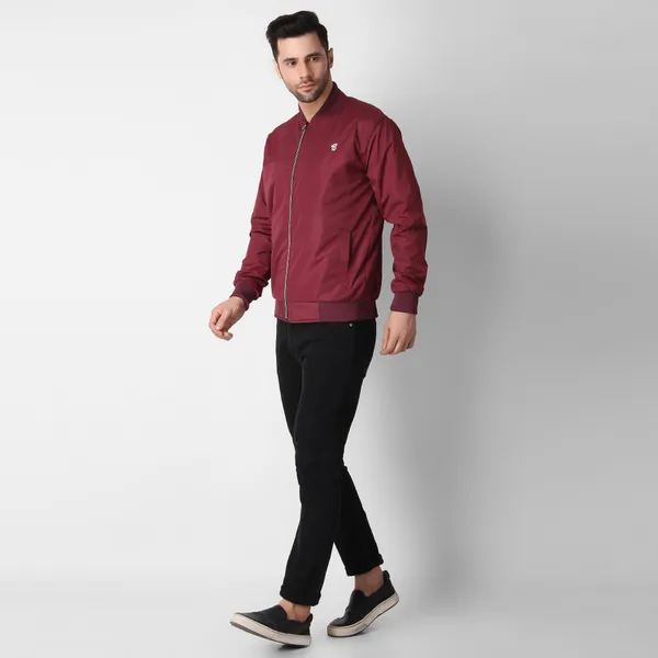 Maroon_Nylon_Regular_Fit_Men's_Windcheater_Jacket
