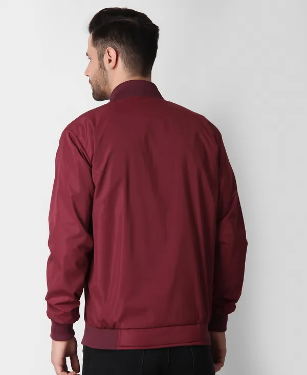 Maroon_Nylon_Regular_Fit_Men's_Windcheater_Jacket