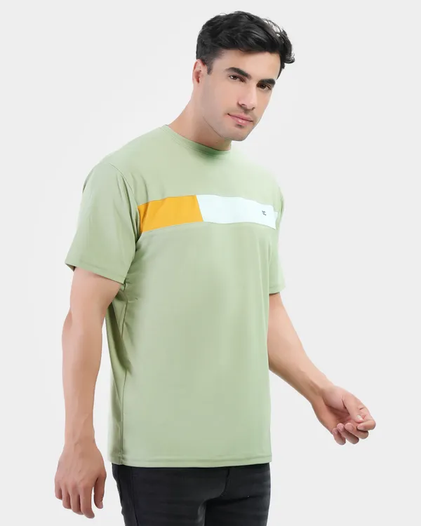 Light_Green_Cotton_Blend_Round_Neck_Regular_Fit_Solid_Western_Wear_Casual_T-Shirt