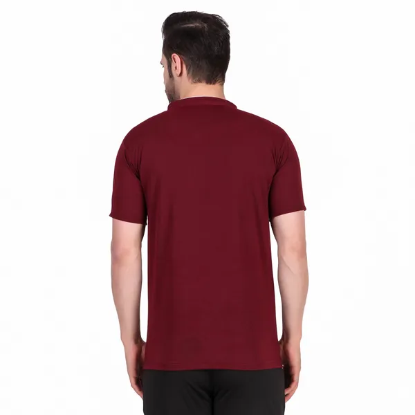 Maroon_Cotton_Blend_Regular_Fit_Solid_Western_Wear_Casual_T-Shirt