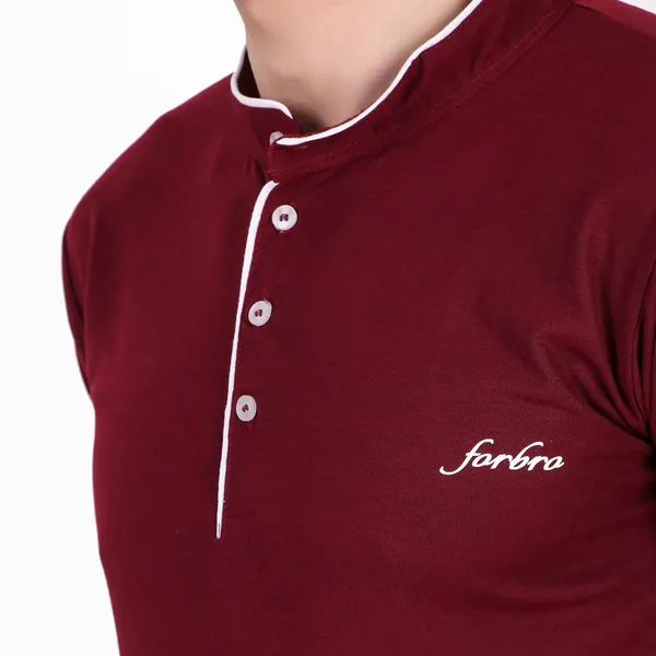Maroon_Cotton_Blend_Regular_Fit_Solid_Western_Wear_Casual_T-Shirt