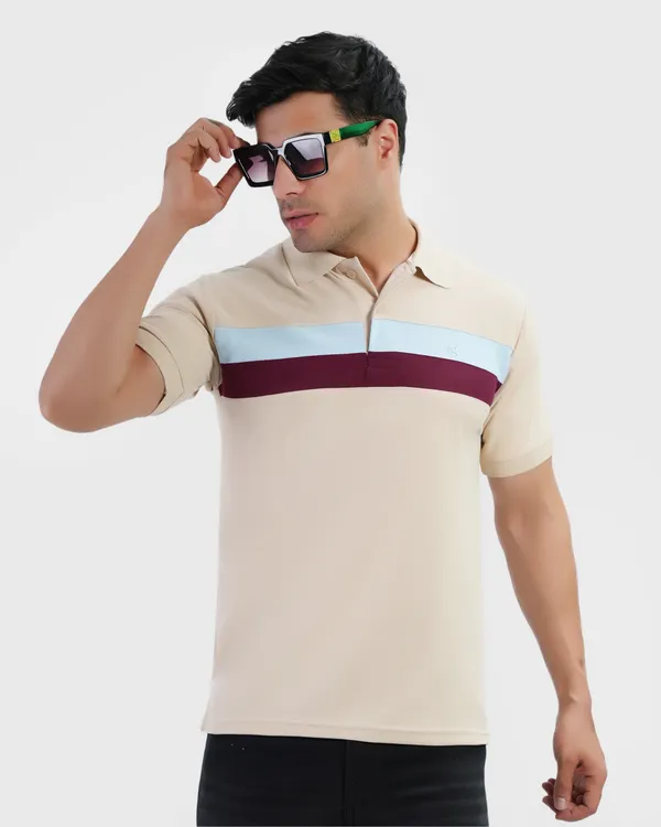 Camel_Cotton_Blend_Polo_Regular_Fit_Solid_Western_Wear_Casual_T-Shirt