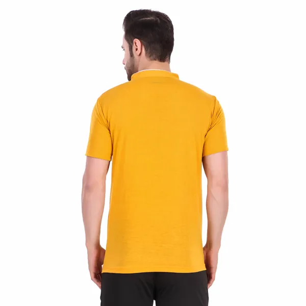 Mustard_Yellow_Cotton_Blend_Regular_Fit_Solid_Western_Wear_Casual_T-Shirt