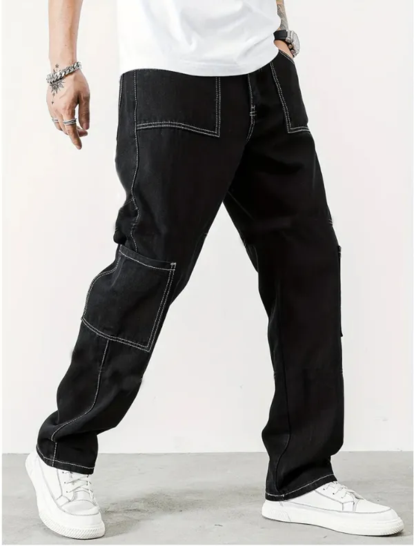 Black_Polyester_Blend_Regular_Fit_Solid_Cargo_Western_Wear_Casual_Trackpant