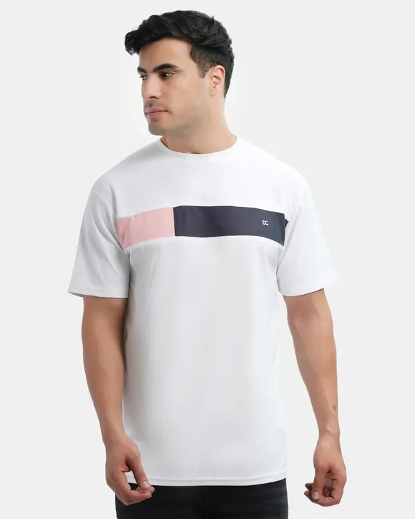 White_Cotton_Blend_Round_Neck_Regular_Fit_Solid_Western_Wear_Casual_T-Shirt