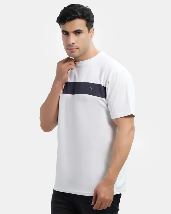 White_Cotton_Blend_Round_Neck_Regular_Fit_Solid_Western_Wear_Casual_T-Shirt
