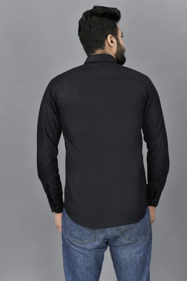 Black_Cotton_Blend_Regular_Fit_Full_Sleeve_Solid_Hip_Length_Shirt_For_Men