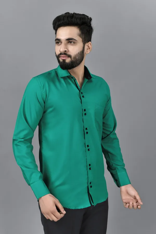 Green_Cotton_Blend_Regular_Fit_Full_Sleeve_Solid_Hip_Length_Shirt_For_Men