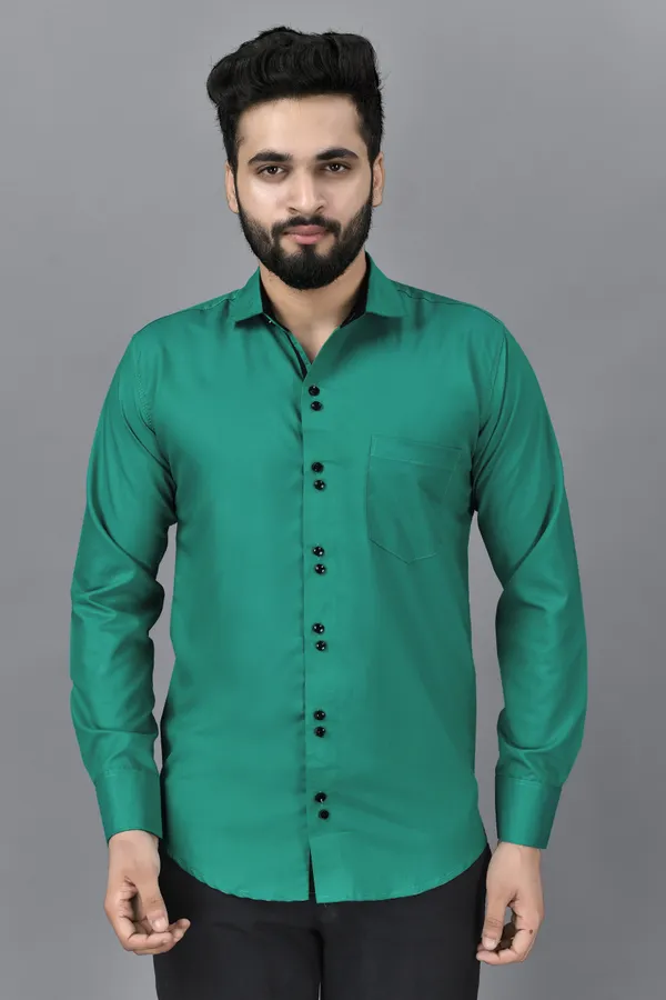 Green_Cotton_Blend_Regular_Fit_Full_Sleeve_Solid_Hip_Length_Shirt_For_Men