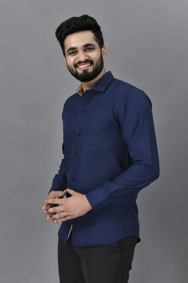 Dark_Blue_Cotton_Blend_Regular_Fit_Full_Sleeve_Solid_Hip_Length_Shirt_For_Men