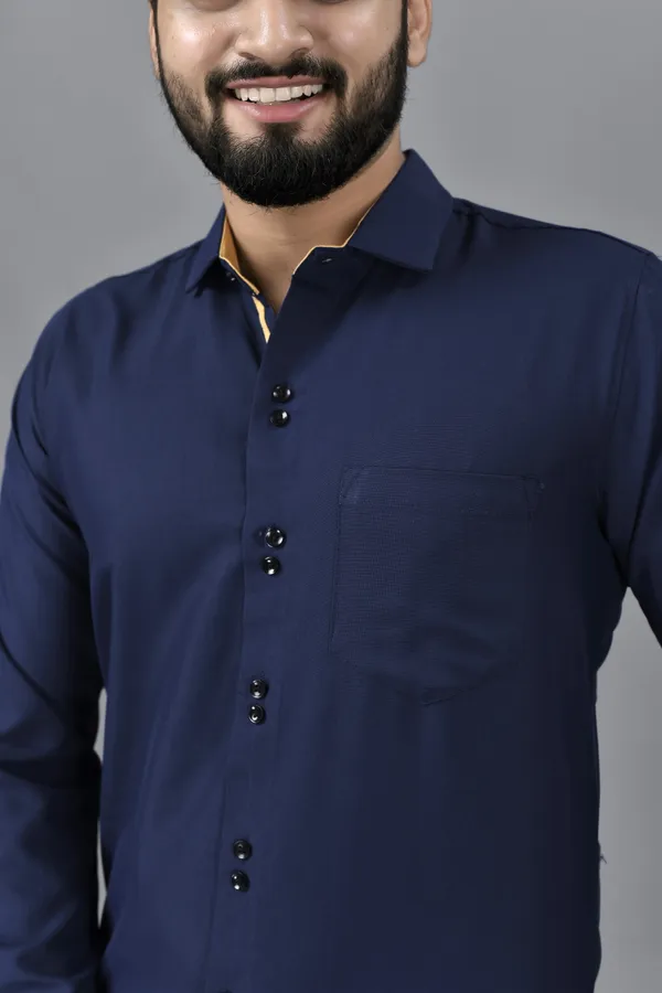 Dark_Blue_Cotton_Blend_Regular_Fit_Full_Sleeve_Solid_Hip_Length_Shirt_For_Men