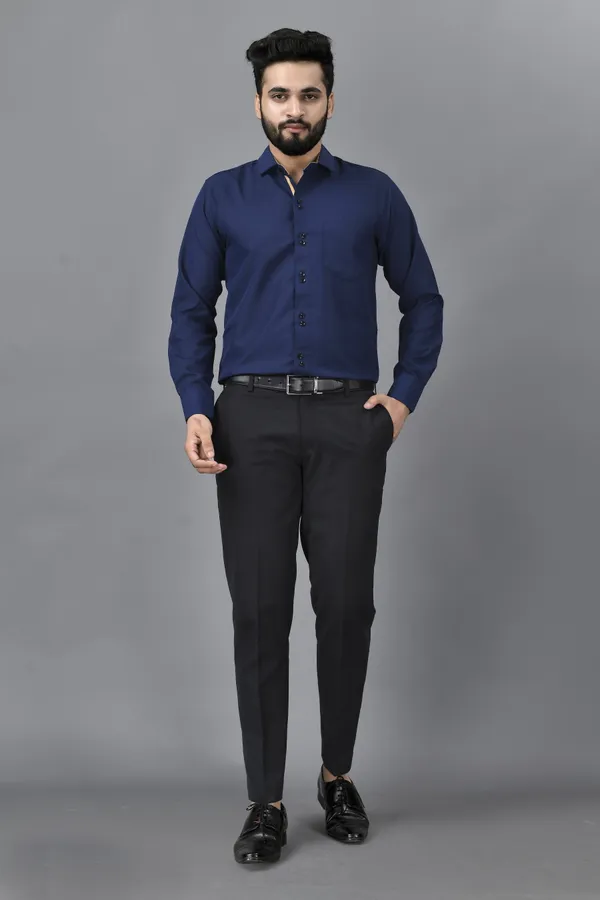 Dark_Blue_Cotton_Blend_Regular_Fit_Full_Sleeve_Solid_Hip_Length_Shirt_For_Men
