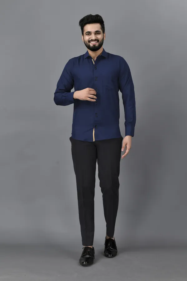 Dark_Blue_Cotton_Blend_Regular_Fit_Full_Sleeve_Solid_Hip_Length_Shirt_For_Men