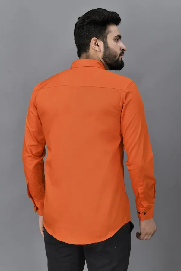 Orange_Cotton_Blend_Regular_Fit_Full_Sleeve_Solid_Hip_Length_Shirt_For_Men
