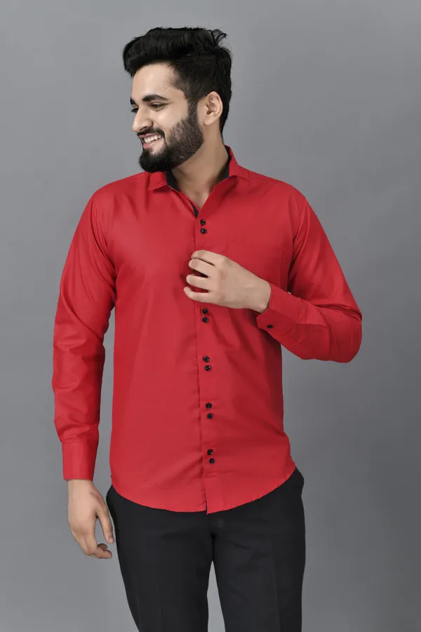 Red_Cotton_Blend_Regular_Fit_Full_Sleeve_Solid_Hip_Length_Shirt_For_Men