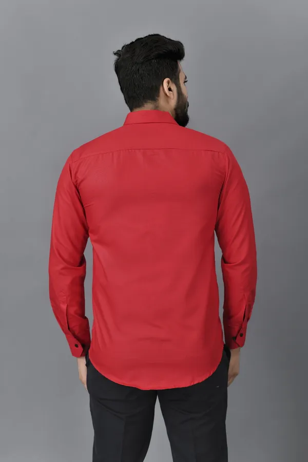 Red_Cotton_Blend_Regular_Fit_Full_Sleeve_Solid_Hip_Length_Shirt_For_Men