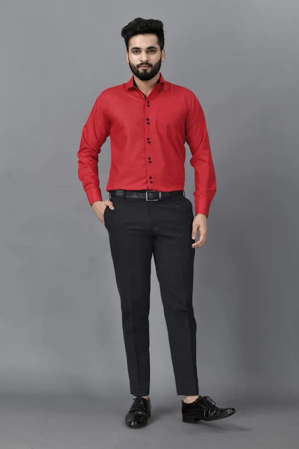 Red_Cotton_Blend_Regular_Fit_Full_Sleeve_Solid_Hip_Length_Shirt_For_Men