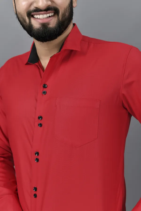 Red_Cotton_Blend_Regular_Fit_Full_Sleeve_Solid_Hip_Length_Shirt_For_Men