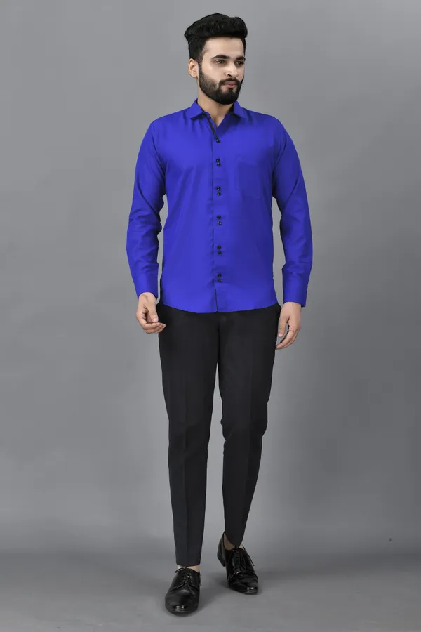 Blue_Cotton_Blend_Regular_Fit_Full_Sleeve_Solid_Hip_Length_Shirt_For_Men