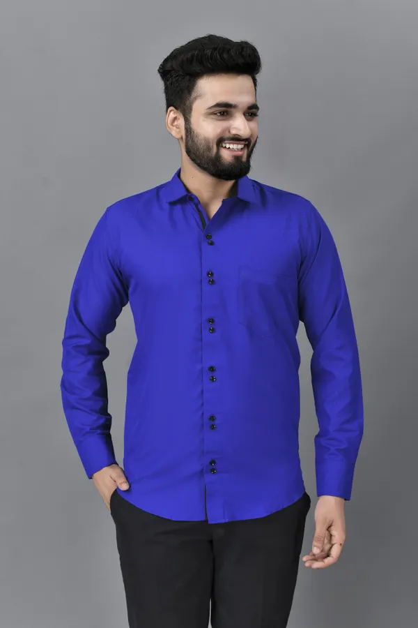 Blue_Cotton_Blend_Regular_Fit_Full_Sleeve_Solid_Hip_Length_Shirt_For_Men
