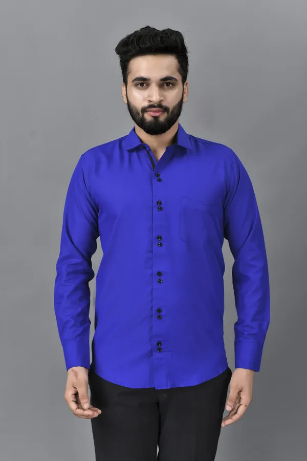 Blue_Cotton_Blend_Regular_Fit_Full_Sleeve_Solid_Hip_Length_Shirt_For_Men