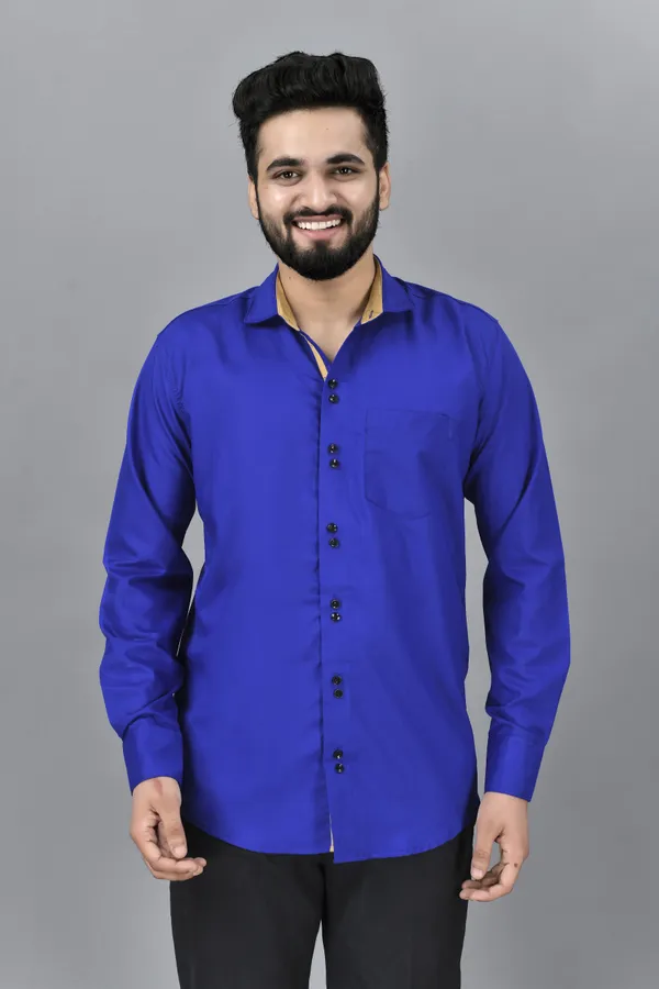 Royal_Blue_Cotton_Blend_Regular_Fit_Full_Sleeve_Solid_Hip_Length_Shirt_For_Men