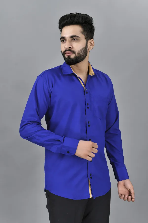 Royal_Blue_Cotton_Blend_Regular_Fit_Full_Sleeve_Solid_Hip_Length_Shirt_For_Men