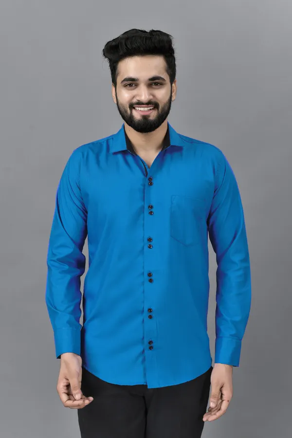 Blue_Cotton_Blend_Regular_Fit_Full_Sleeve_Solid_Hip_Length_Shirt_For_Men