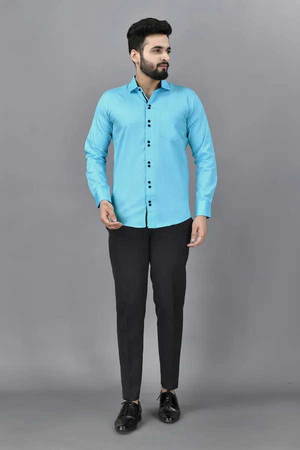 Light_Blue_Cotton_Blend_Regular_Fit_Full_Sleeve_Solid_Hip_Length_Shirt_For_Men
