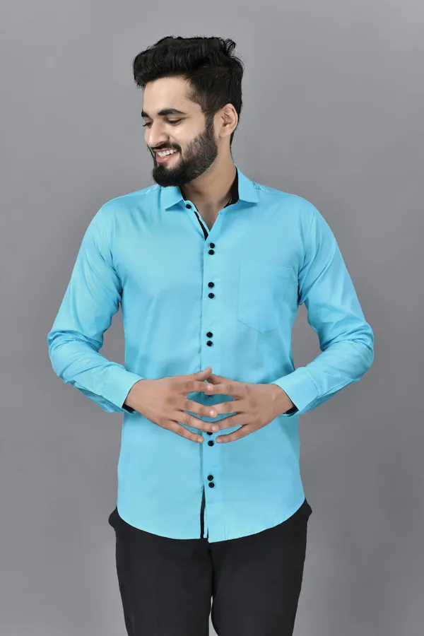 Light_Blue_Cotton_Blend_Regular_Fit_Full_Sleeve_Solid_Hip_Length_Shirt_For_Men