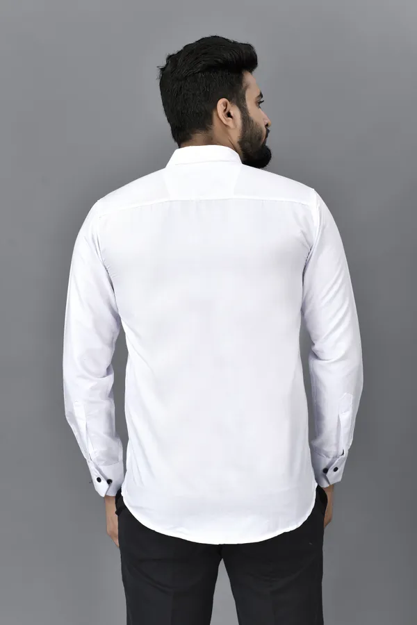 White_Cotton_Blend_Regular_Fit_Full_Sleeve_Solid_Hip_Length_Shirt_For_Men