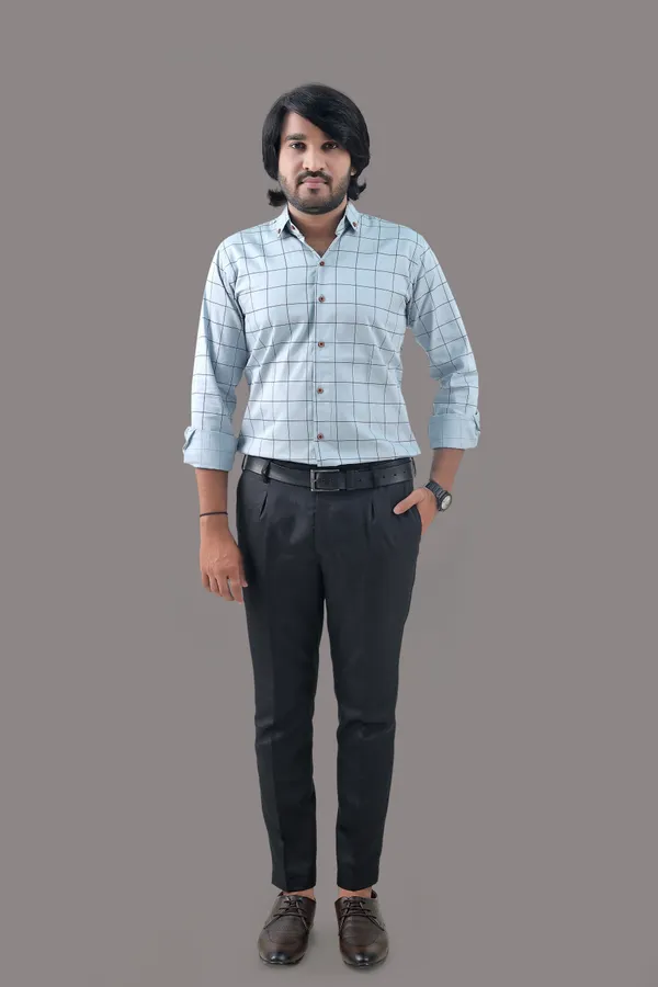 Light_Blue_Cotton_Blend_Regular_Fit_Full_Sleeve_Checkered_Hip_Length_Shirt_For_Men
