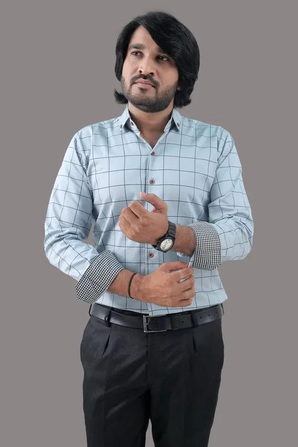 Light_Blue_Cotton_Blend_Regular_Fit_Full_Sleeve_Checkered_Hip_Length_Shirt_For_Men