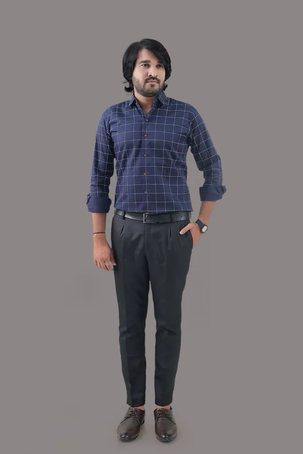 Dark_Blue_Cotton_Blend_Regular_Fit_Full_Sleeve_Checkered_Hip_Length_Shirt_For_Men